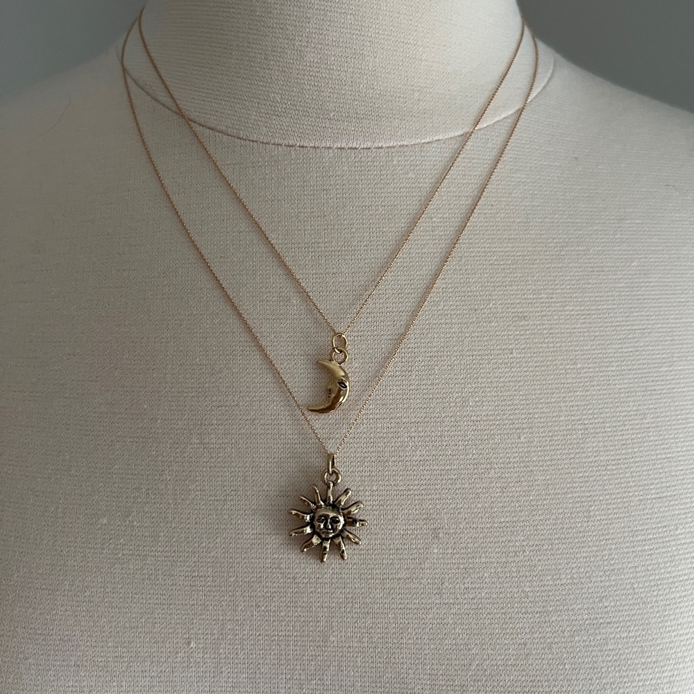 Gold Sun and Moon Pendant Necklace